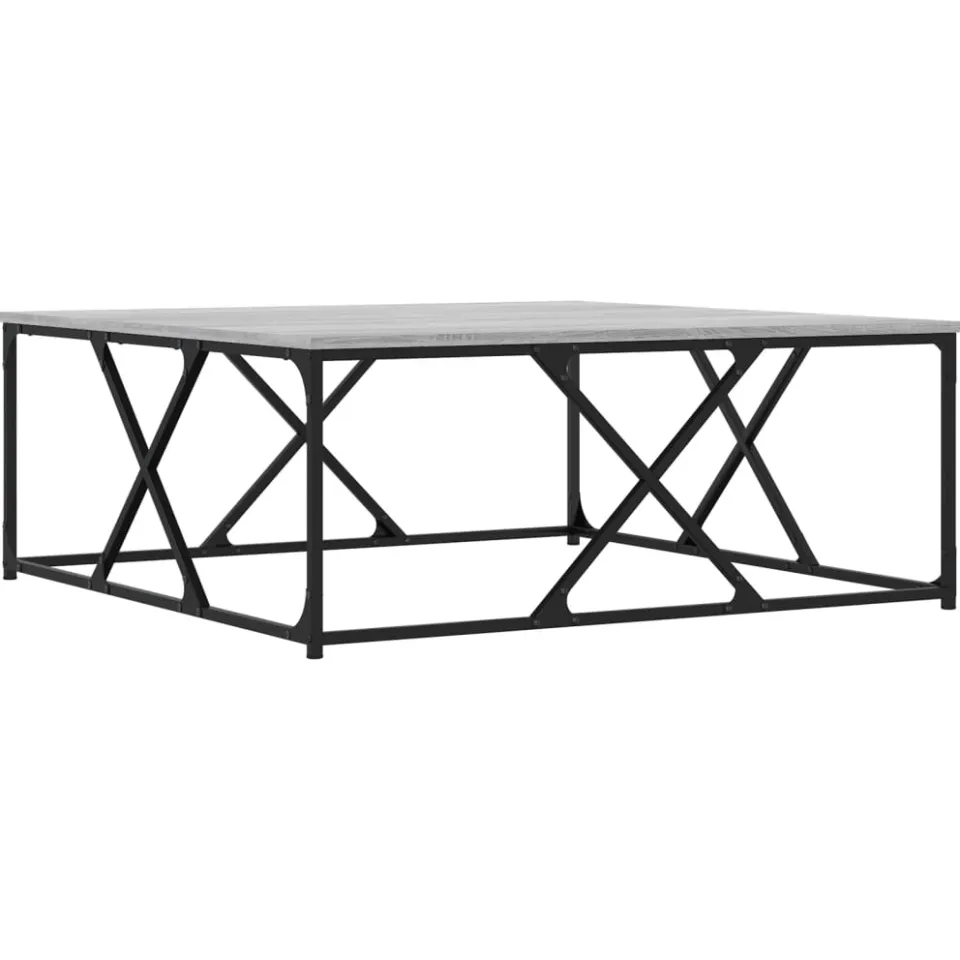vidaXL Salontafel 100x100x40 cm bewerkt hout grijs sonoma eikenkleurig, foto 3