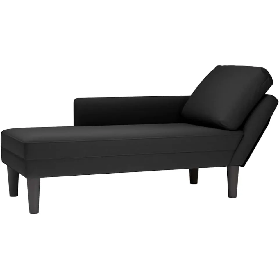 vidaXL Chaise longue met kussen en rechterarmleuning fluweel zwart, foto 4