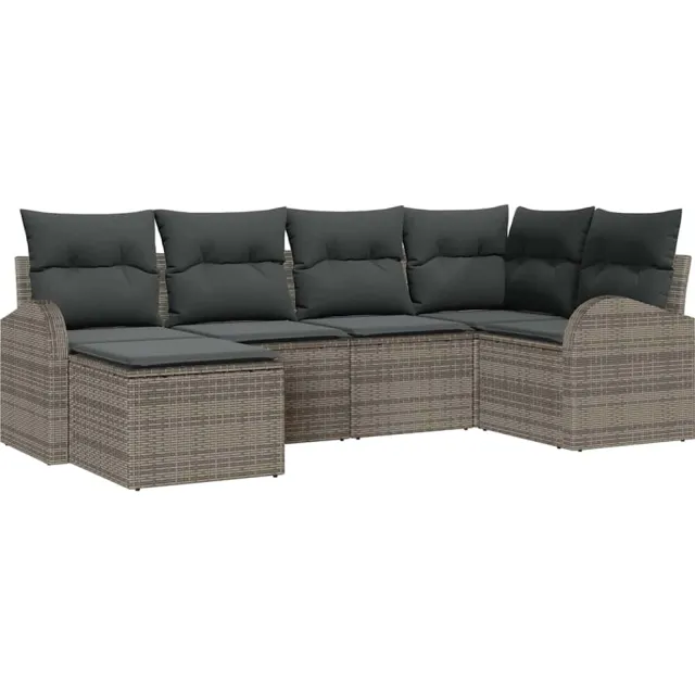 vidaXL Bankstel 6 st Grijs poly rattan, foto 2