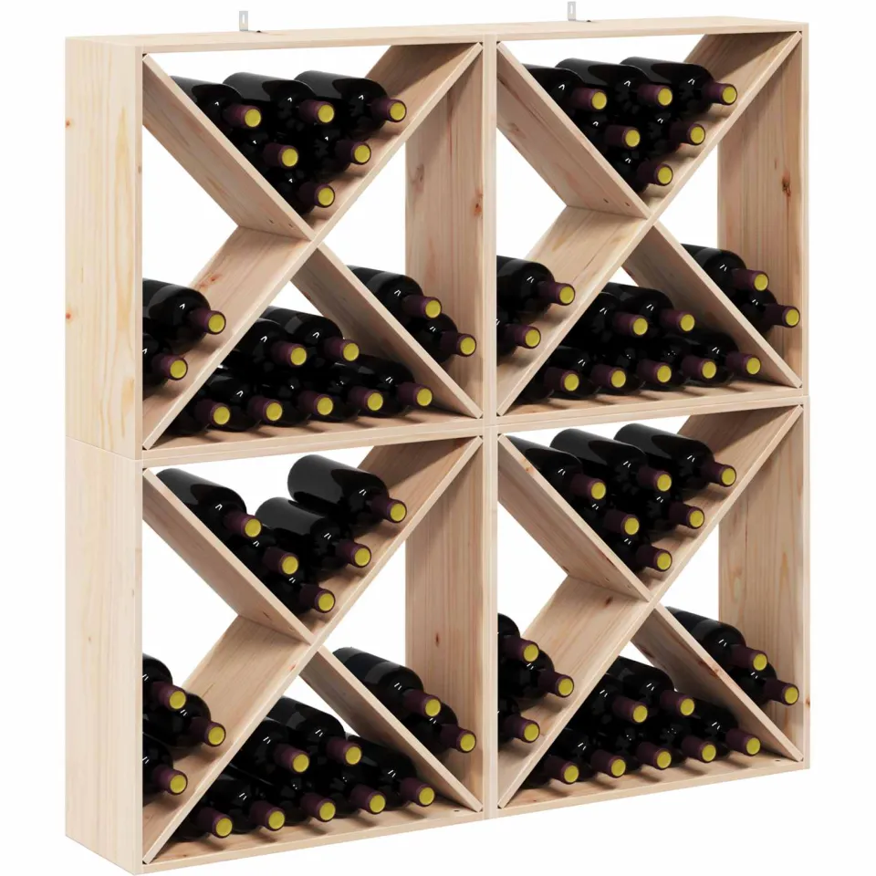 vidaXL Wijnrek 4 st Naturel 62 x 25 x 62 cm Massief grenenhout