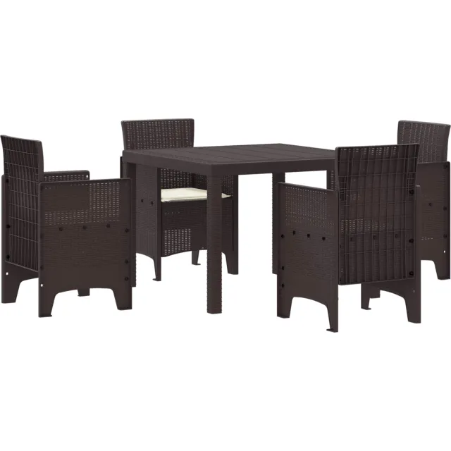 vidaXL Tuin Eetset 5 st Bruin Polypropyleen