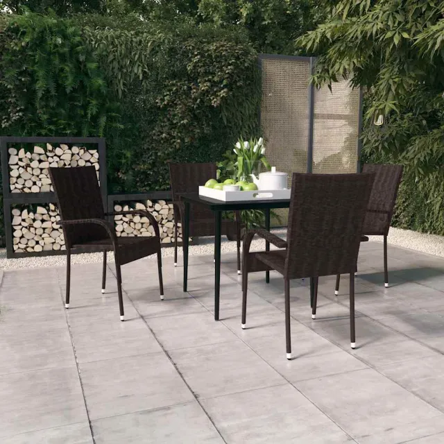 vidaXL 5-delige Tuinset bruin en zwart, foto 2
