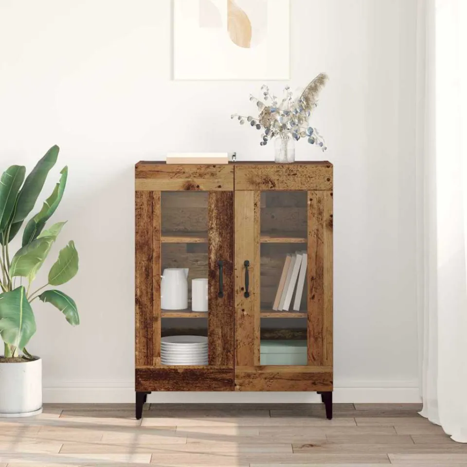 vidaXL Dressoir Oud Hout 69,5 x 34 x 90 cm Gemonteerd hout en ijzer bruin, foto 4
