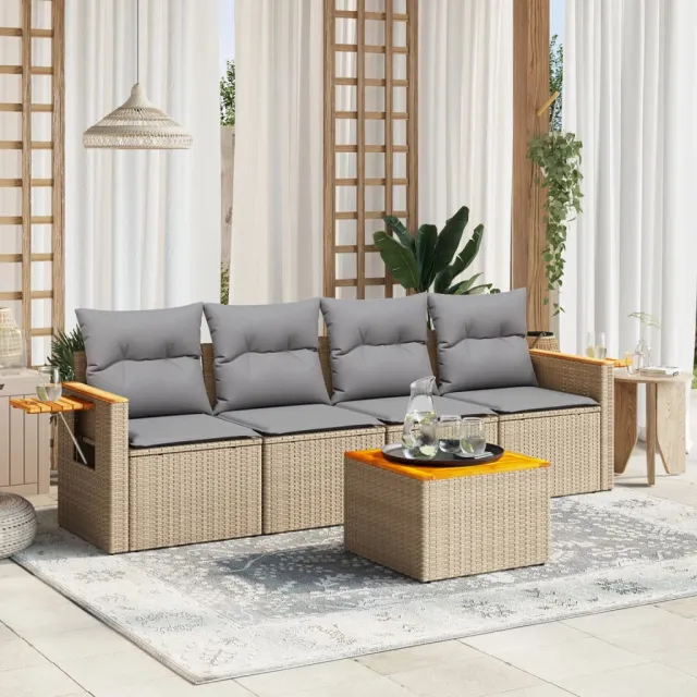 vidaXL Patio Sofa Set 4-zits Beige and Grey, foto 2