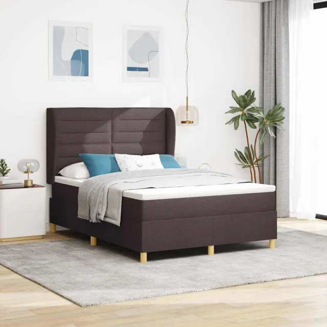 vidaXL Boxspringbed met matras Donkerbruin 200 x 140 cm Stof