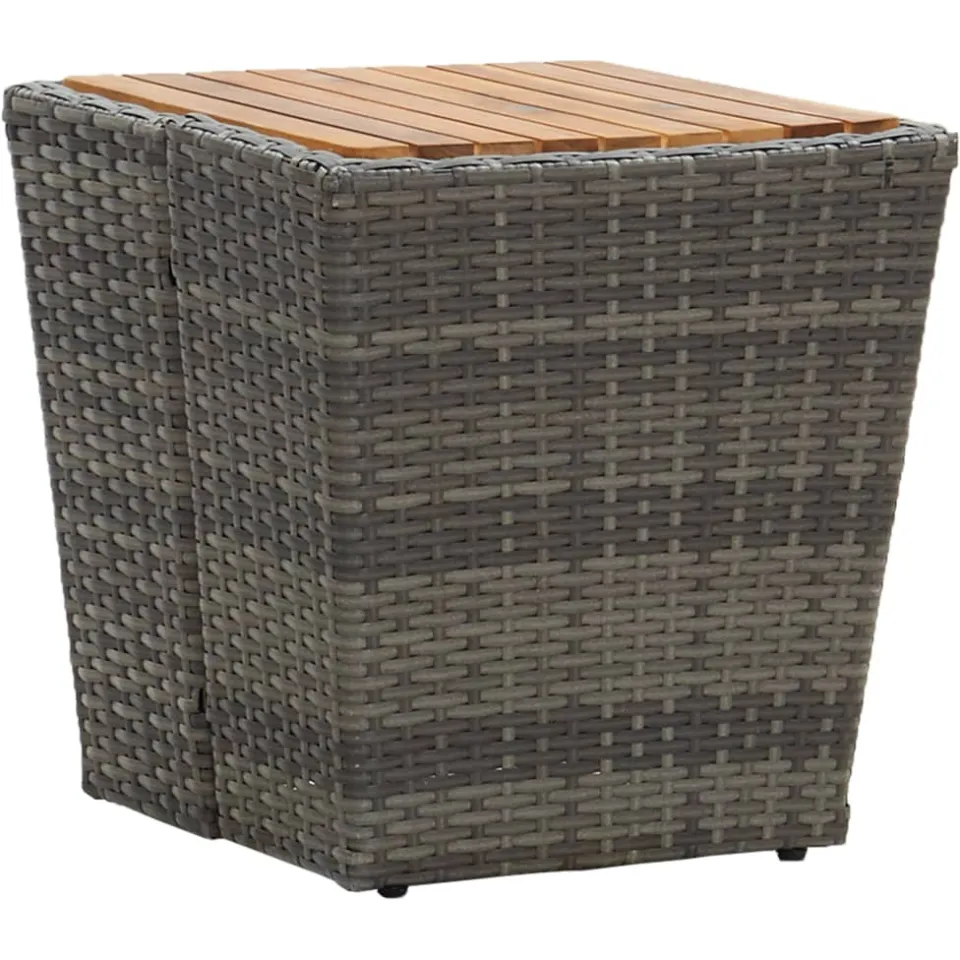 vidaXL 3-delige Bistroset met kussens poly rattan en glas grijs, foto 4