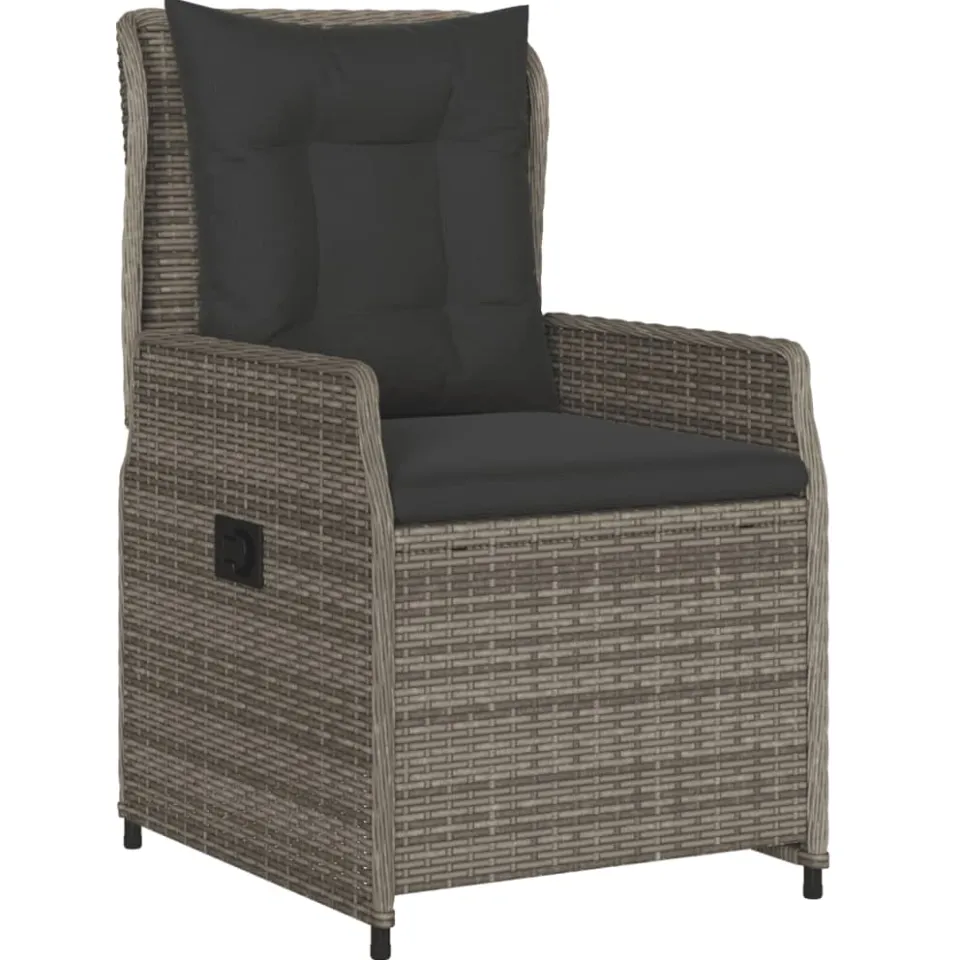 vidaXL 5-delige Tuinset met kussens poly rattan grijs