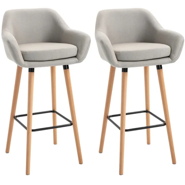 GranMaison Bar stoelen - Set van 2 Barkrukken Barstoel Keukenstoel 360 -Graden Draaibaar en in bar stoelen - met Voetensteun - Beige