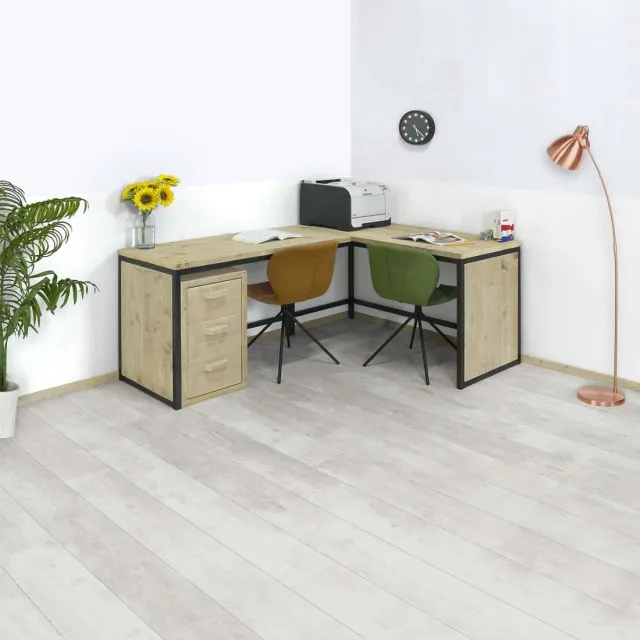 Steigerhouten bureau Minto met stalen onderstel