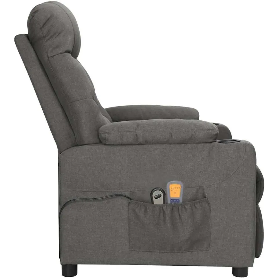 vidaXL Massagestoel elektrisch stof donkergrijs grijs, foto 4