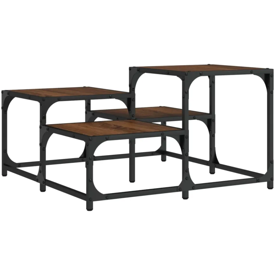 vidaXL Salontafel 68x68x40 cm bewerkt hout bruin eikenkleur, foto 3