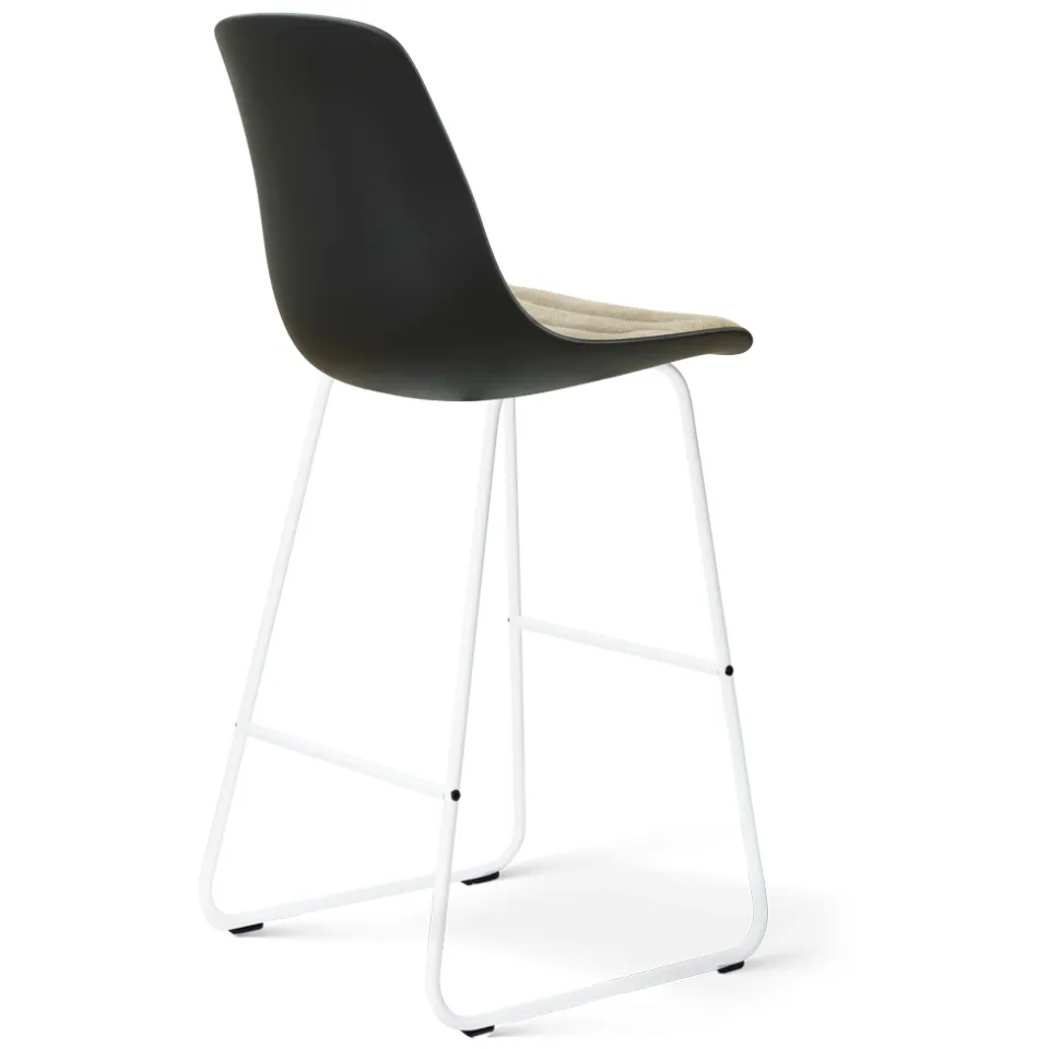 Nolon Nino-Liv barkruk zwart met nougatbruin zitkussen - wit onderstel - 75 cm, foto 3