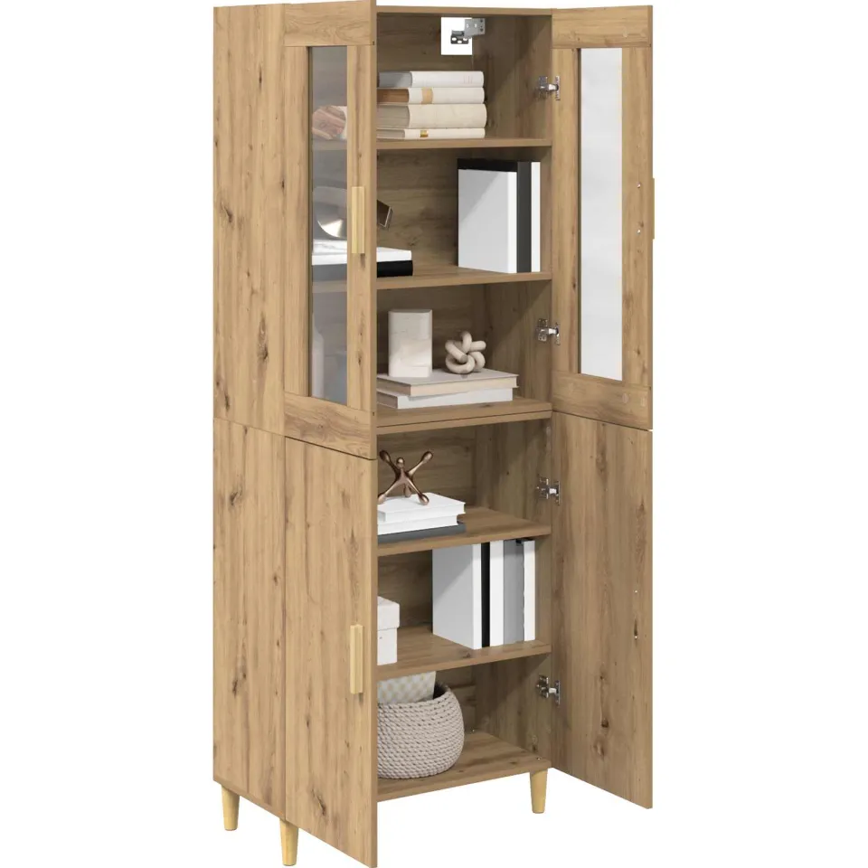 vidaXL Hoge kast Artisan Eiken 69,5 x 34 x 180 cm Bruin