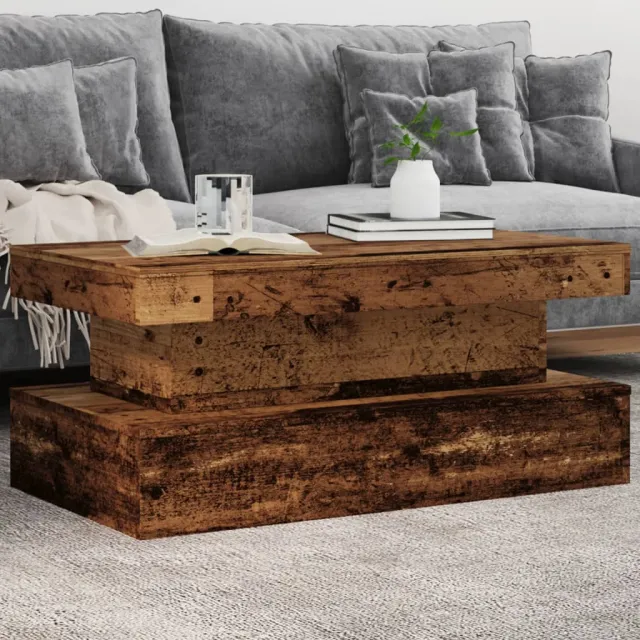vidaXL Salontafel met LED-verlichting 90x50x40 cm oud houtkleurig bruin, foto 2