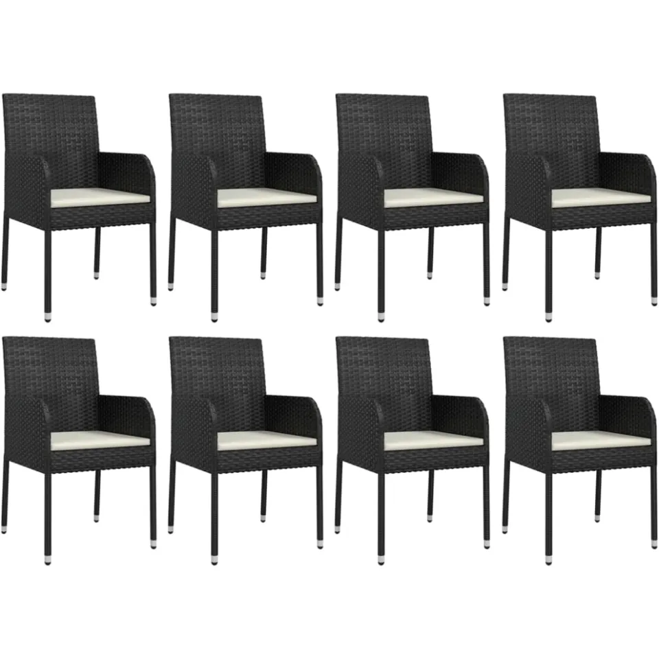 vidaXL 9-delige Tuinset poly rattan zwart, foto 3