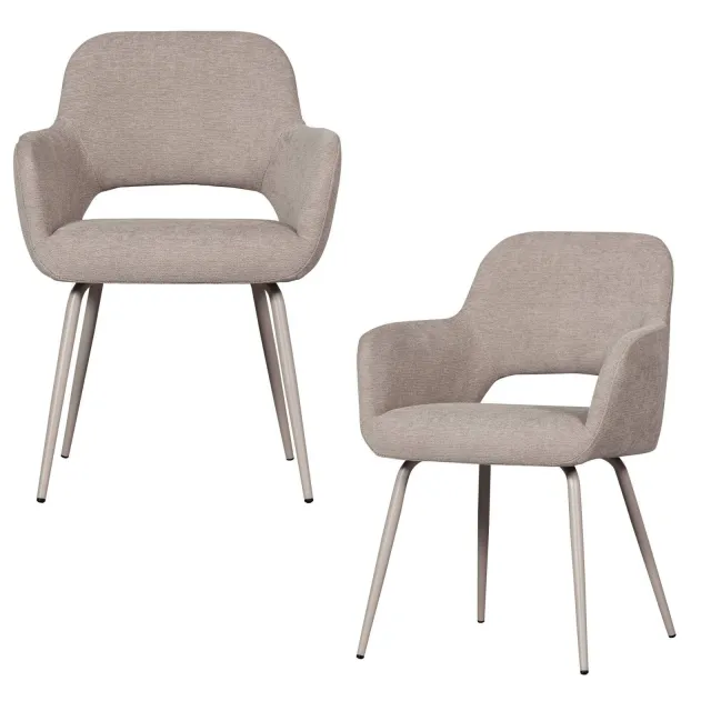 WOOOD Jenny eetkamerstoel bouclé beige natural
