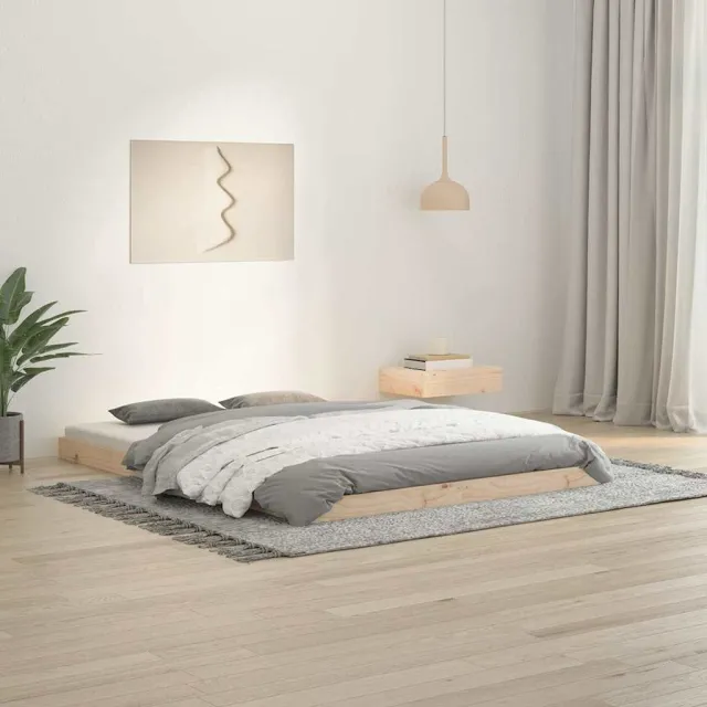 vidaXL Bedframe massief grenenhout 135x190 cm bruin