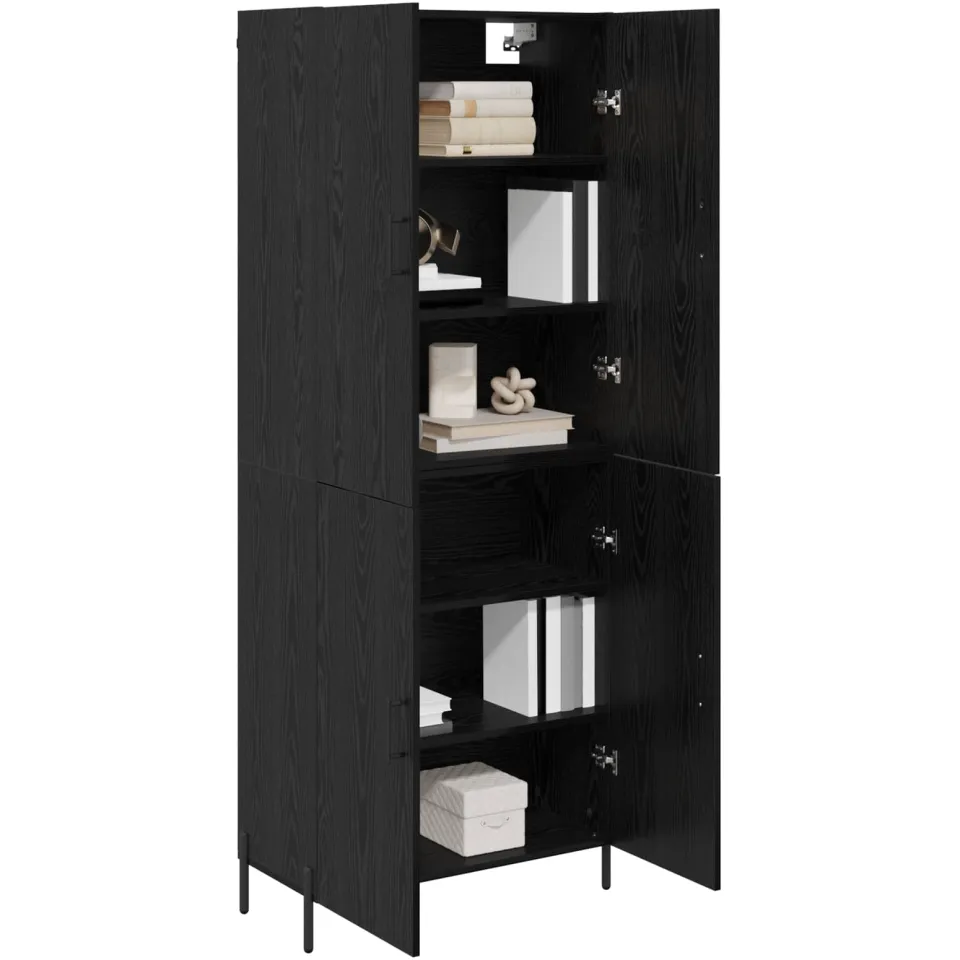 vidaXL Highboard Zwart Eiken 69,5 x 34 x 180 cm Bewerkt hout