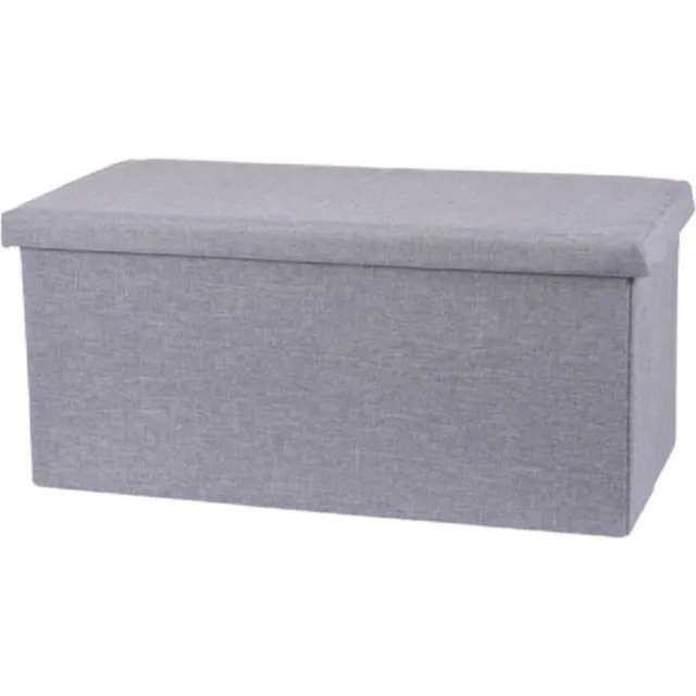 H&S Collection Poef/hocker/voetenbankje - opbergbox - lichtgrijs - polyester - 76 x 40 x 38 cm - opvouwbaar