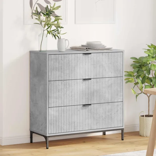 vidaXL Dressoir Beton Grijs 79,5 x 33 x 82 cm Bewerkt hout, foto 2