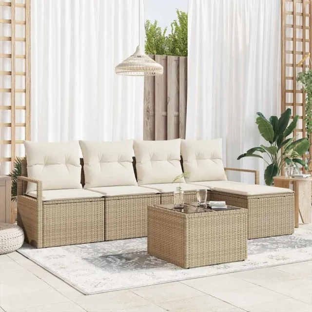 vidaXL Bankstel 6 st Beige poly rattan, foto 2