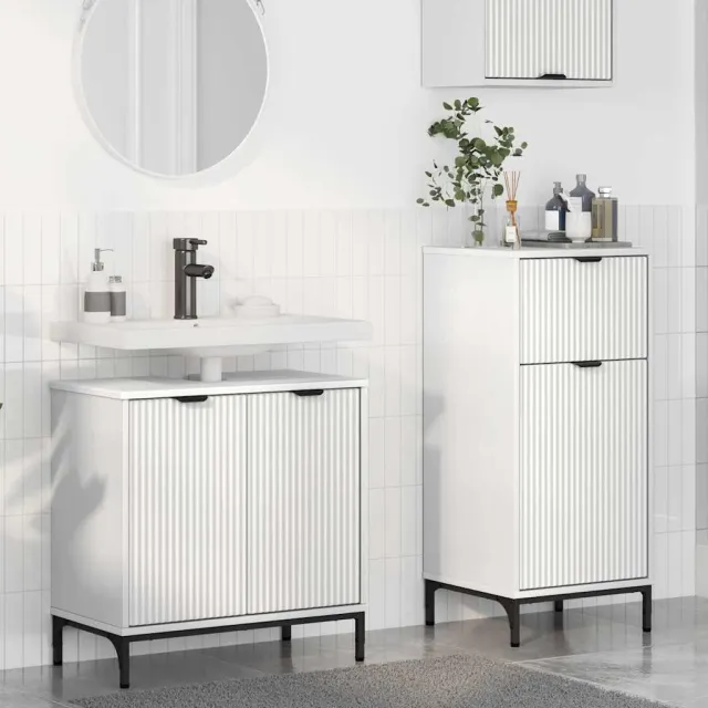 vidaXL Badkamermeubelset 2 st Wit Geperst Hout en Metaal, foto 2