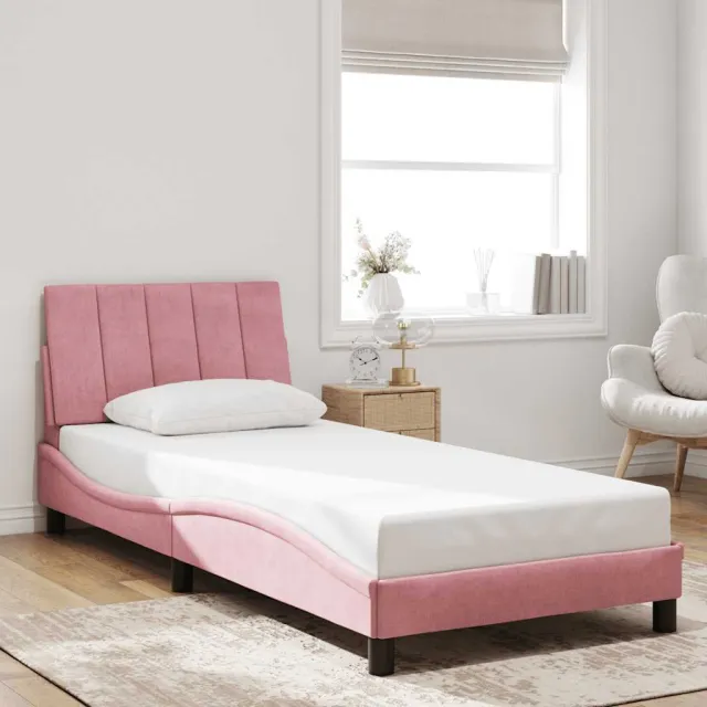 vidaXL Bedframe zonder matras "Hanko" fluweel roze 90x190 cm