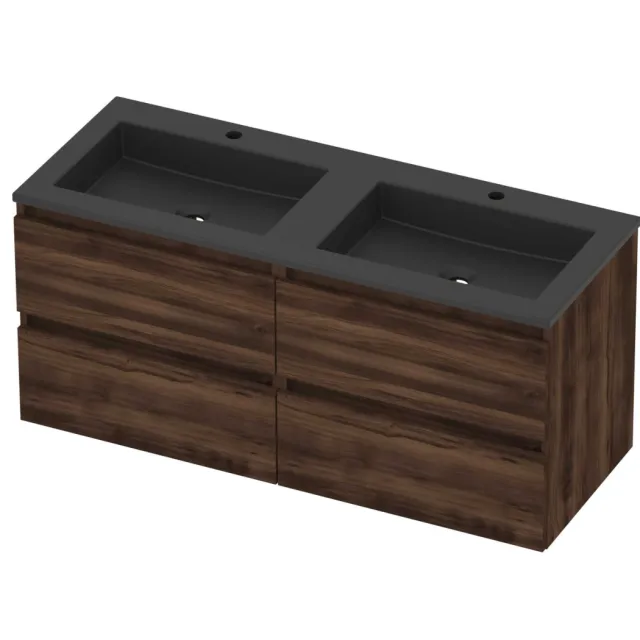 Basic-Line Aura 46 Badmeubelset Acryl 120x46x54 cm A46mzeba2x602 Barista Oak Mat Zwart