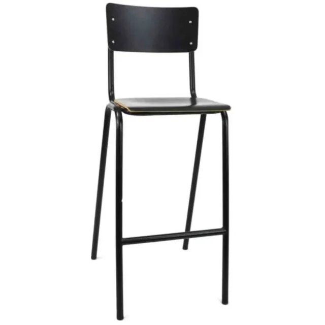 Workliving School Barkruk - Houten Design Zwart - 76 CM