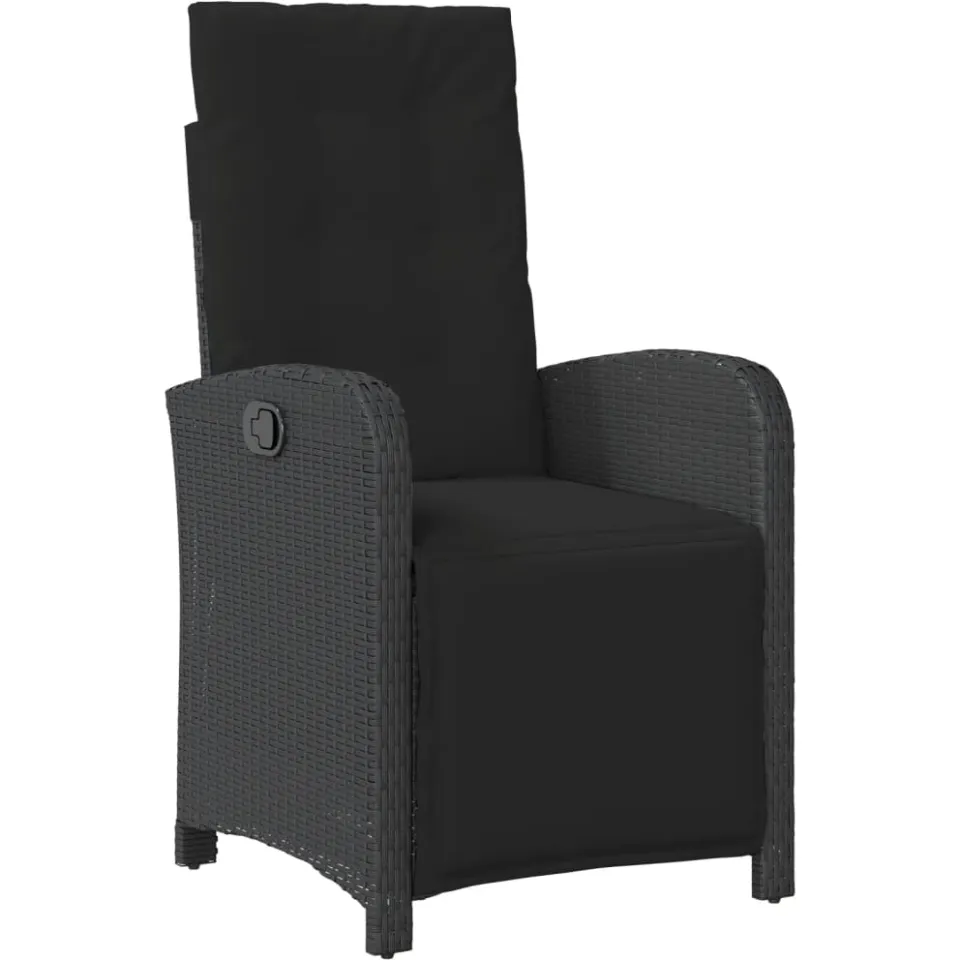 vidaXL 3-delige Bistroset met kussens poly rattan zwart
