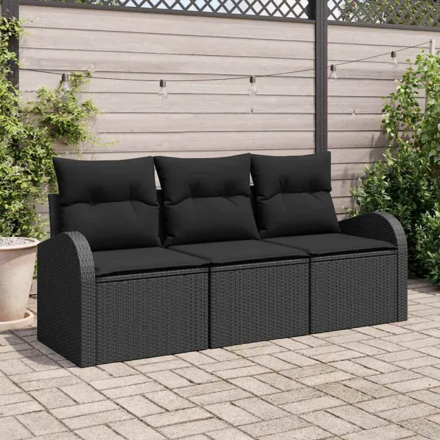 vidaXL Tuin Sofa Set 3 st Zwart Poly riet, foto 2