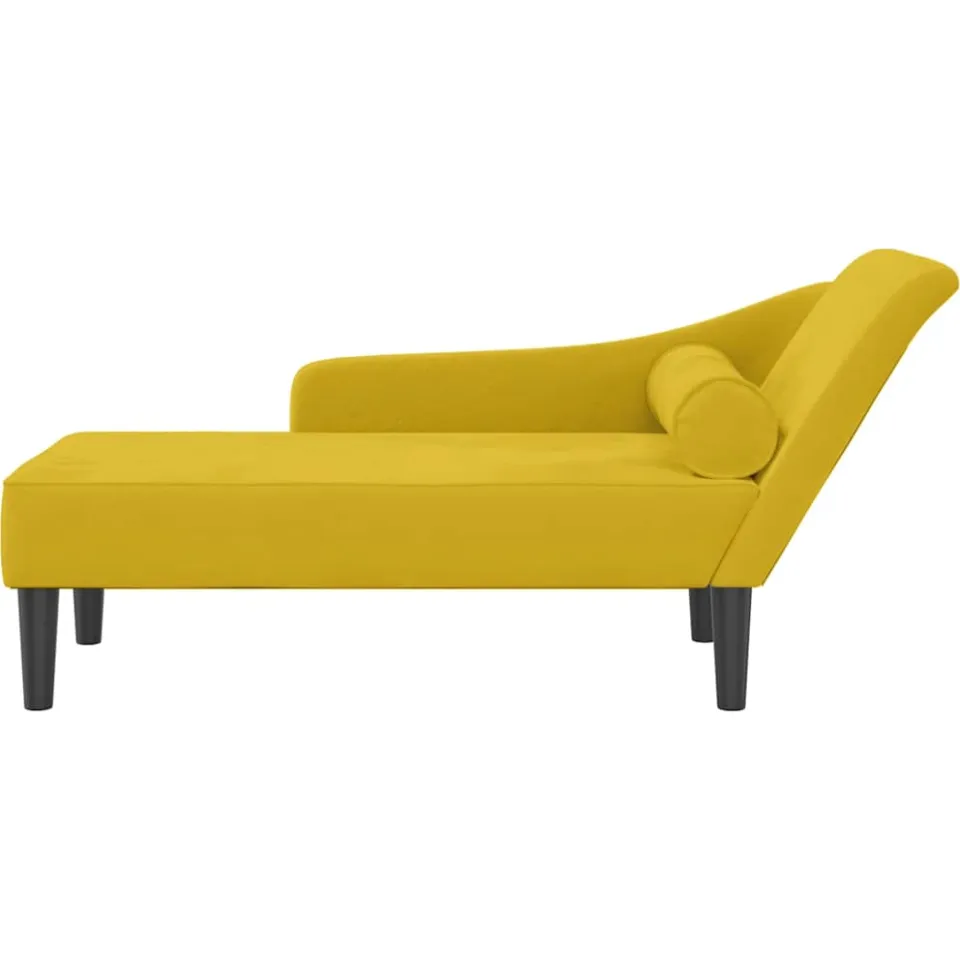 vidaXL Chaise longue met kussens fluweel geel, foto 3