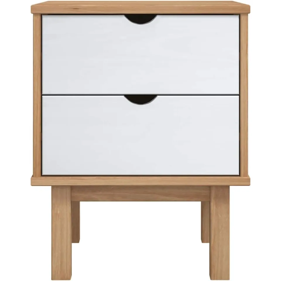 vidaXL Nachtkastje OTTA 45x39x57 cm massief grenenhout bruin en wit