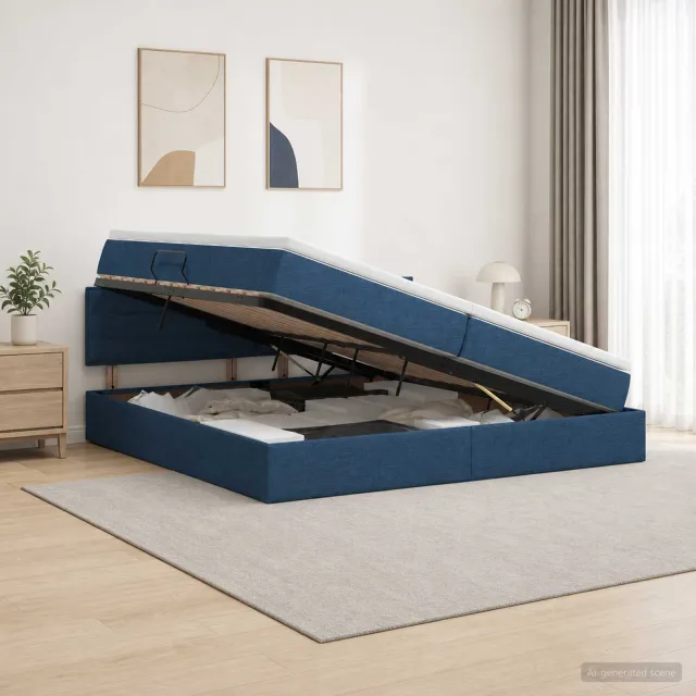 vidaXL Opbergbed met matras met hoofdeinde Blauw 200 x 200 cm fluweel