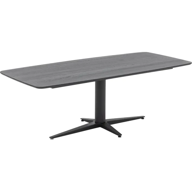 Goossens Eettafel Milo - 240 x 76 x 100 - eiken - zwart - semi ovaal eiken gelakt zwart
