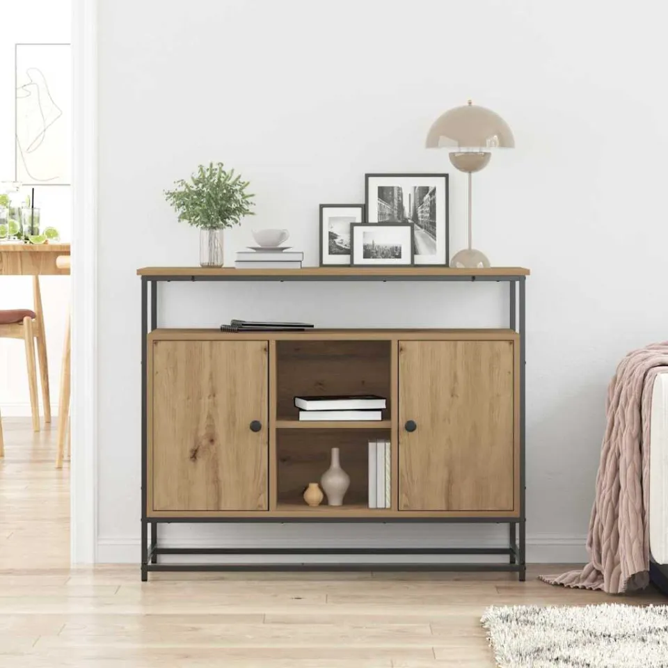 vidaXL Dressoir Artisan Eiken 100 x 35 x 80 cm Bewerkt hout, foto 4