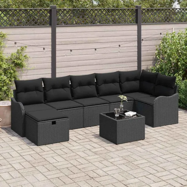 vidaXL Tuin Sofa Set 8 st Poly riet zwart, foto 2