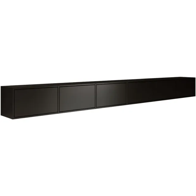 Selsey Framme – Hangend tv-meubel met zes kleppen 300 cm, zwart