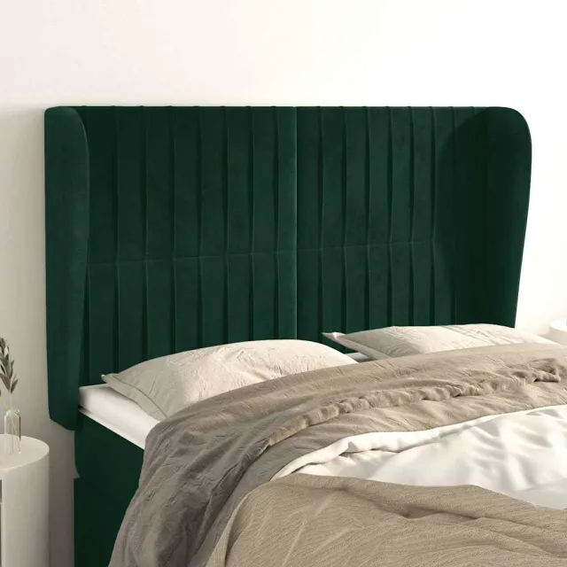 vidaXL Hoofdbord met randen 147x23x118/128 cm fluweel donkergroen groen
