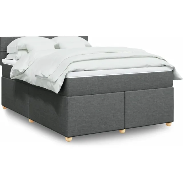 vidaXL Boxspring met matras stof donkergrijs 160x200 cm grijs