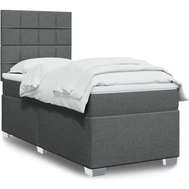 vidaXL Boxspring met matras stof donkergrijs 80x200 cm grijs