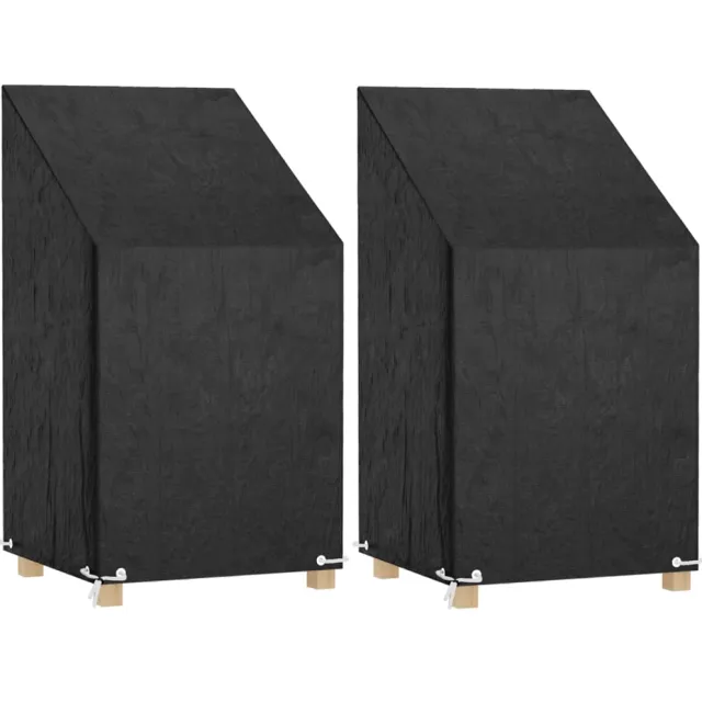 vidaXL Tuinstoelhoezen 2 st met 8 oogjes 65x65x80/120 cm polyetheen Zwart