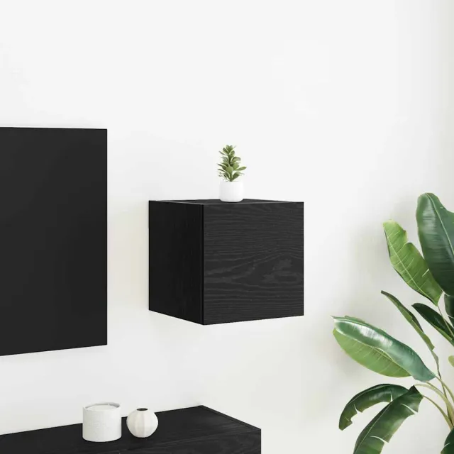 vidaXL Wandgemonteerde TV-kast 30,5 x 30 x 30 cm Zwart eiken