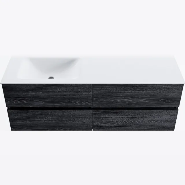 Mondiaz VICA 140cm badmeubel onderkast Antracite 4 lades. Wastafel CLOUD links zonder kraangat, kleur Talc.