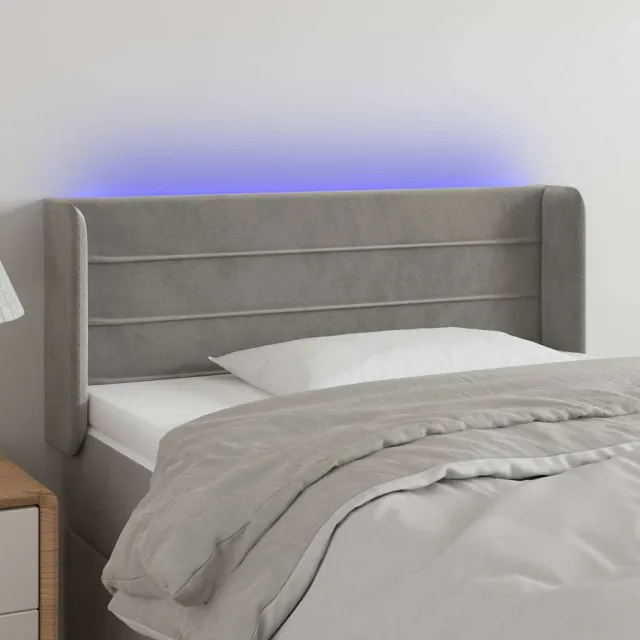 vidaXL Hoofdbord LED 83x16x78/88 cm fluweel lichtgrijs grijs