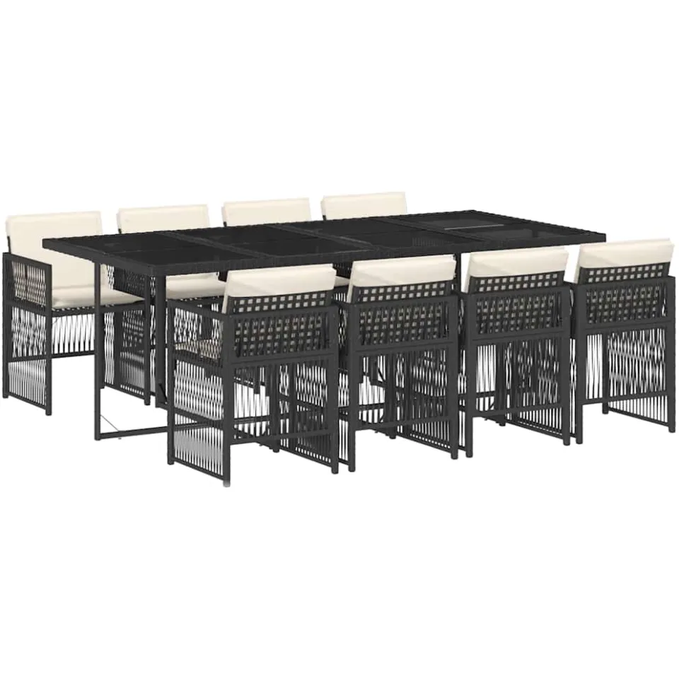 vidaXL 9-delige Tuinset poly rattan zwart, foto 3