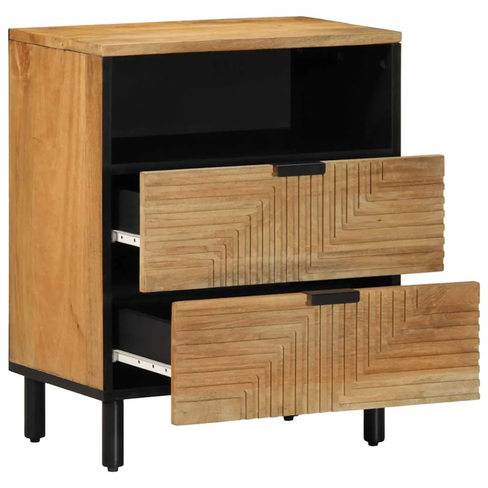 vidaXL Nachtkastje 50x33x60 cm massief mangohout bruin, foto 2