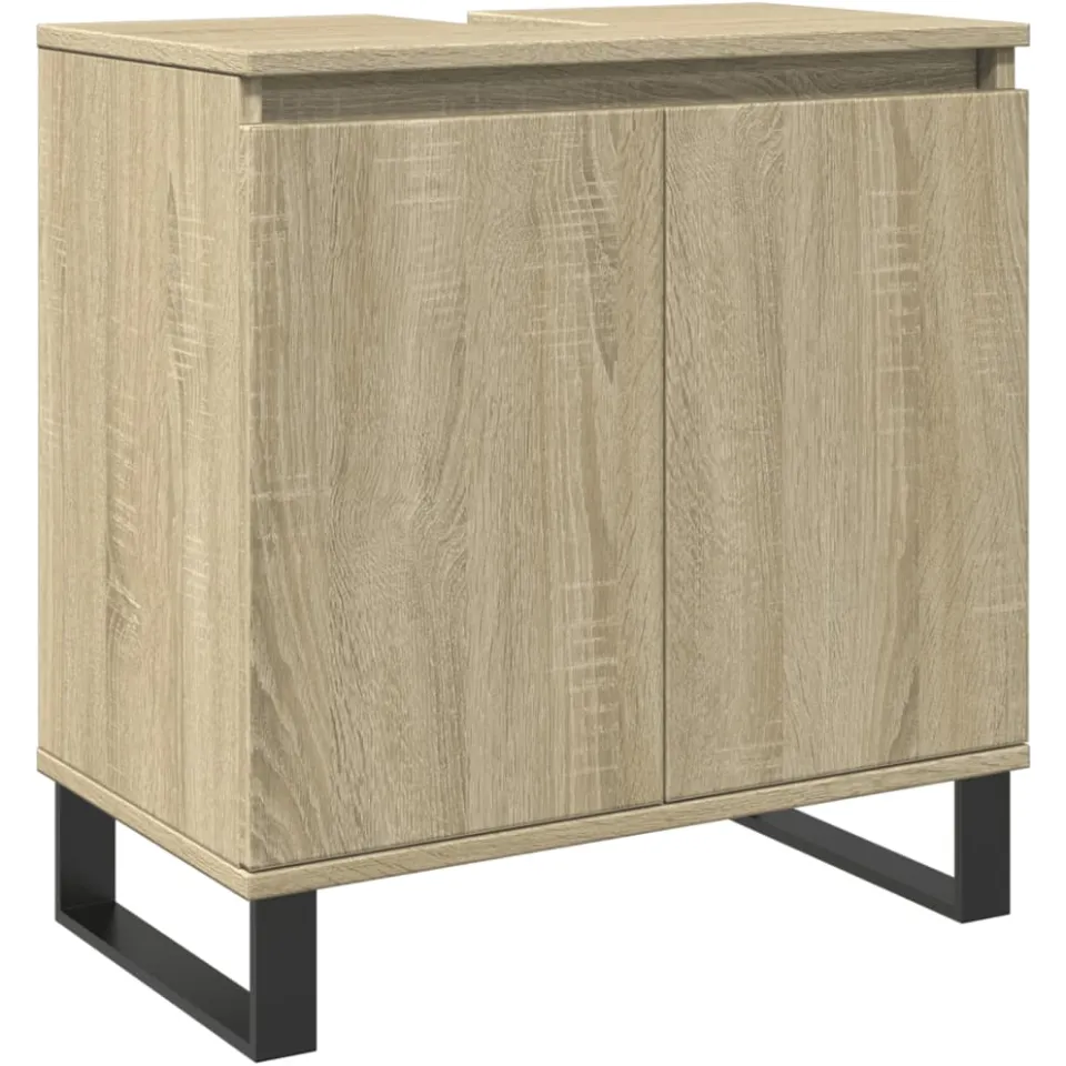 vidaXL 3-delige Badkamermeubelset bewerkt hout sonoma eikenkleurig, foto 3