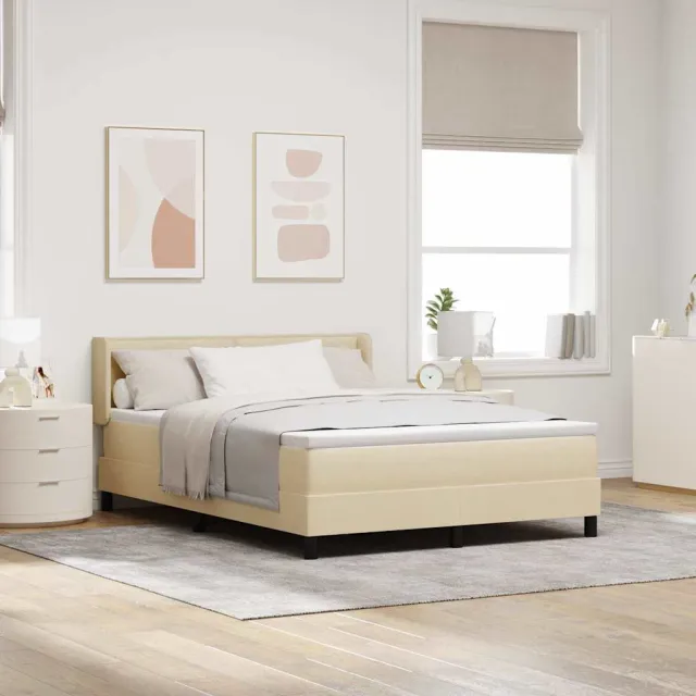 vidaXL Boxspringbed met hoofdeinde Crème 190 x 140 cm Stof