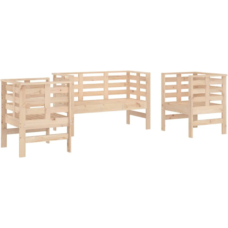 vidaXL 3-delige Loungeset massief grenenhout Bruin